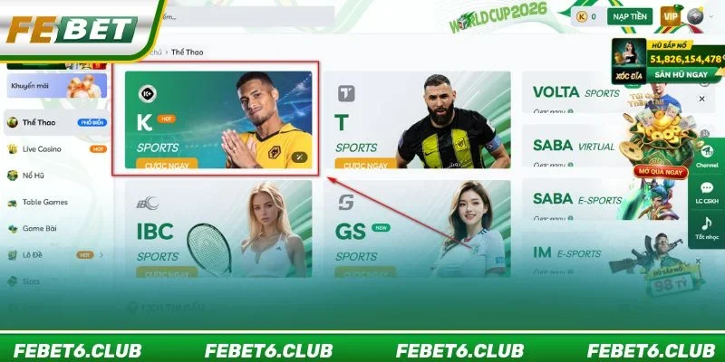K Sports luôn sẵn sàng đồng hành với người chơi trong mọi trận cầu nóng bỏng