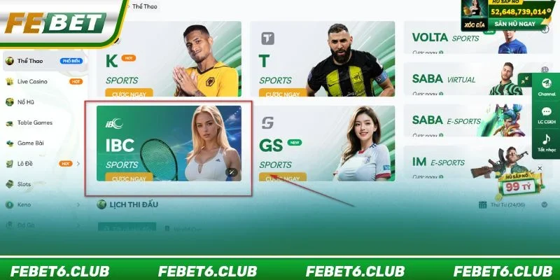 Thể thao IBC Sports tại FEBET là sảnh chơi nổi đình đám